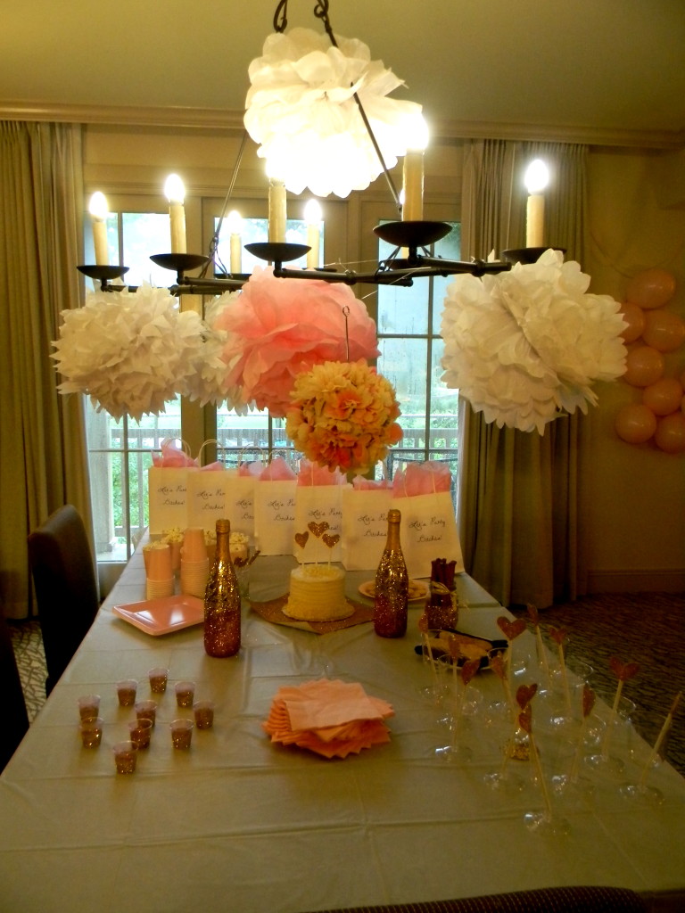 Chandelier and glitter table