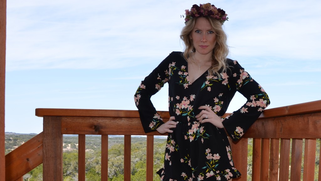 Hi Lovely DIY floral crown UO romper styled