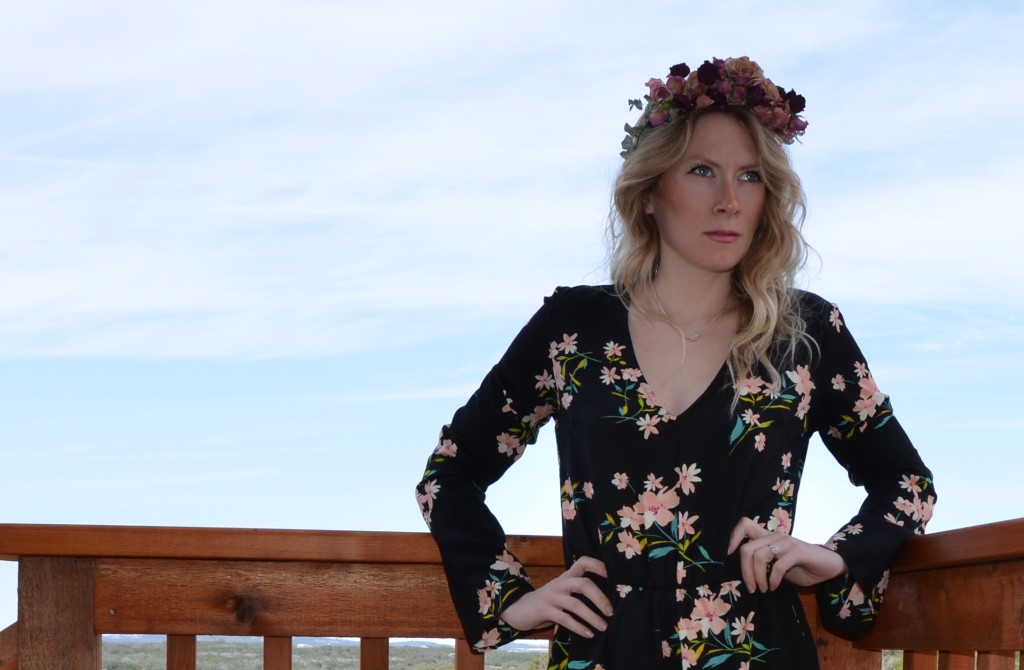 Hi Lovely DIY floral crown UO romper styled