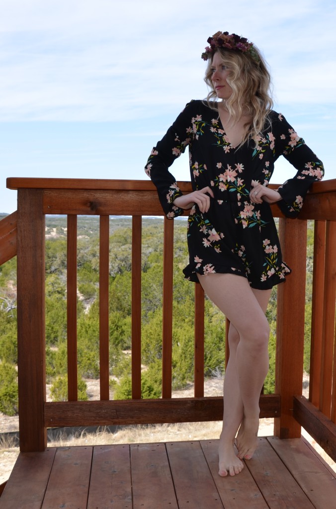 Hi Lovely DIY floral crown UO romper styled