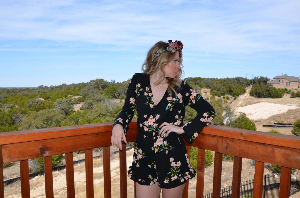 Hi Lovely DIY floral crown UO romper styled