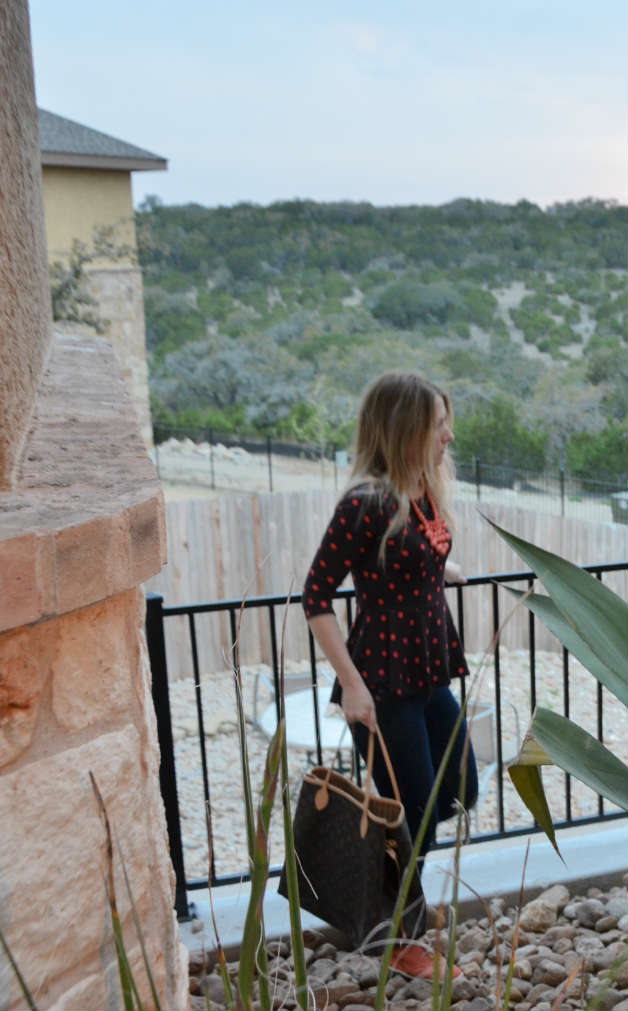 Coral Polka Dots and Peplum Styled by Hi Lovely!