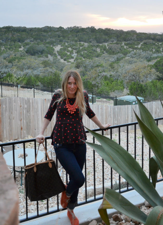 Coral Polka Dots and Peplum Styled by Hi Lovely!