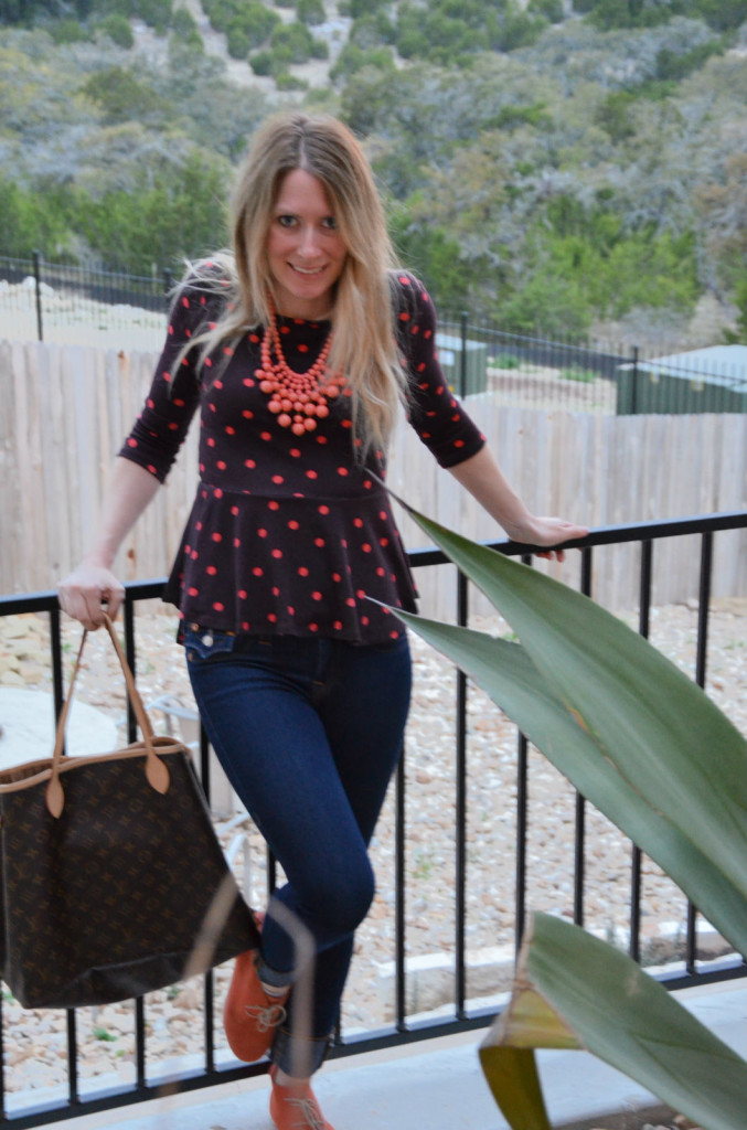 Coral Polka Dots and Peplum Styled by Hi Lovely!