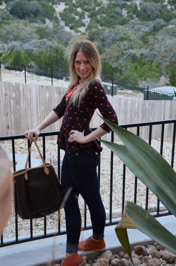 Coral Polka Dots and Peplum Styled by Hi Lovely!