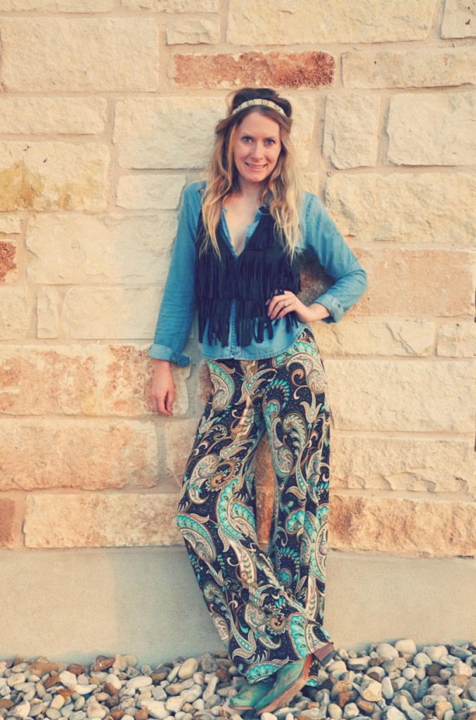 Hi Lovely fringe and chambray palazzo pants - styled