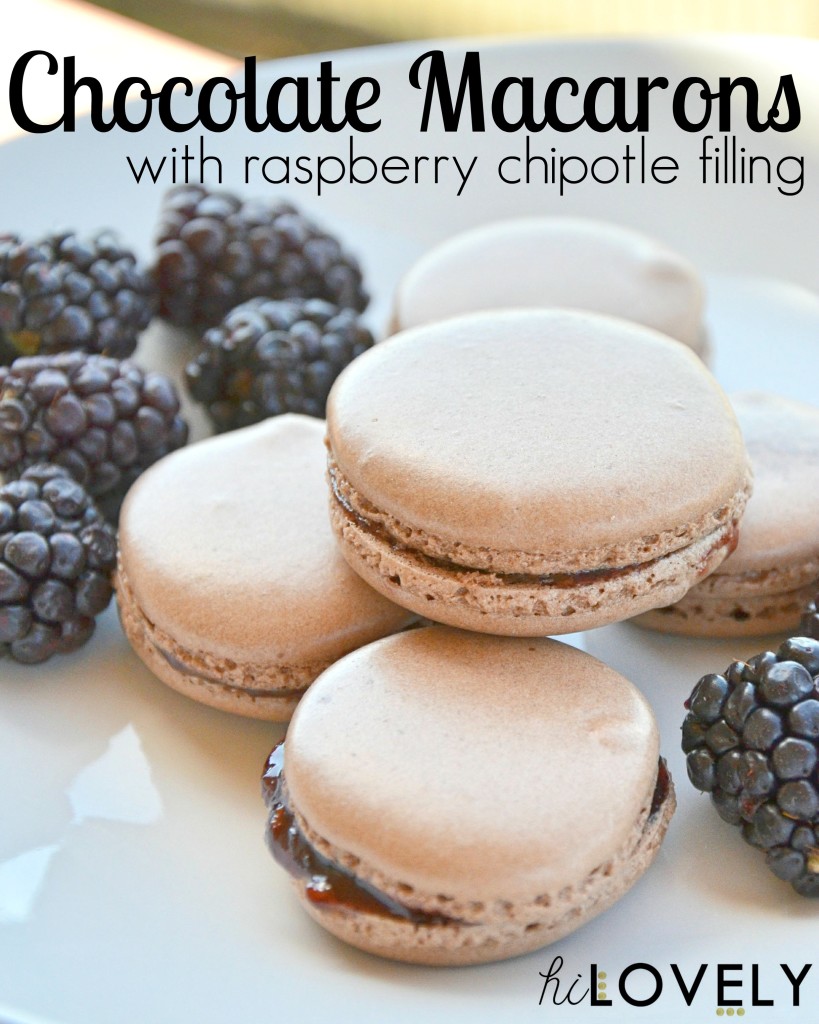Chocolate Macarons with Raspberry Chipotle filling by Hi Lovely!