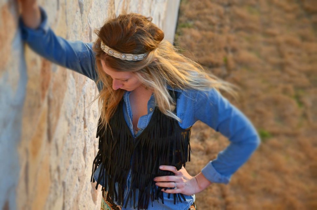 Hi Lovely fringe and chambray palazzo pants - styled