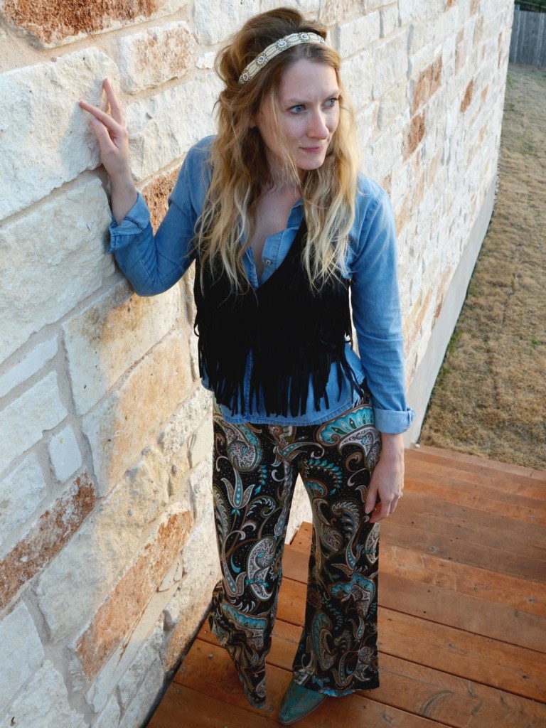 Hi Lovely fringe and chambray palazzo pants - styled